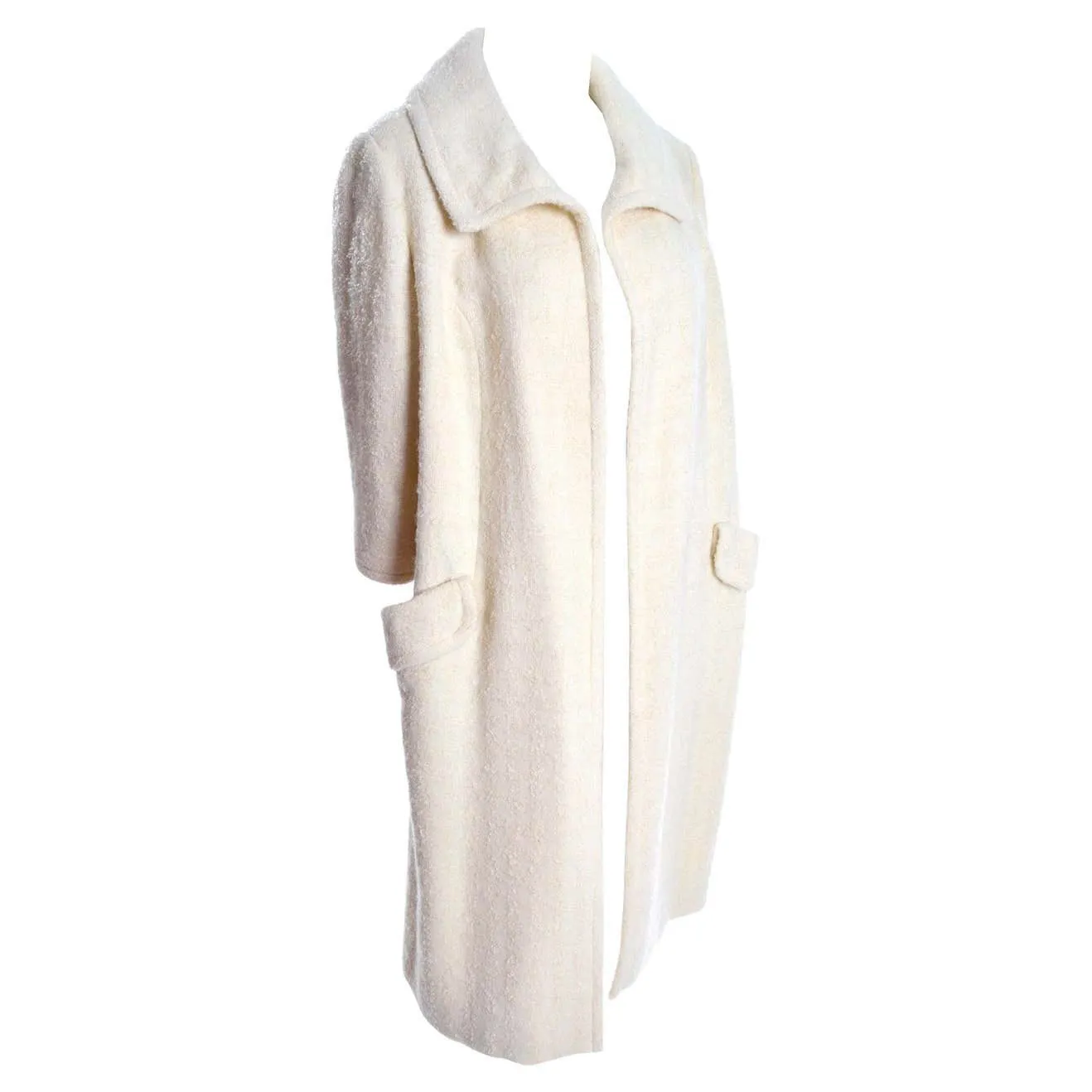 1960s Manor Bourne for I Magnin Cream Ivory Boucle Wool Vintage Coat