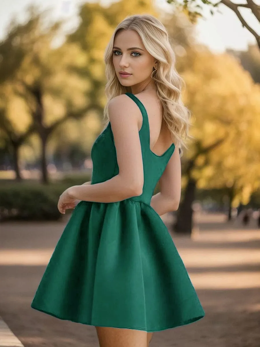 Chic Square Neck Open Back A-line Homecoming Dress
