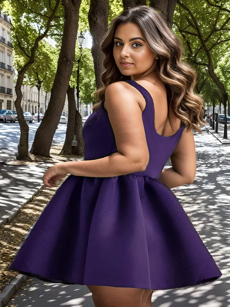 Chic Square Neck Open Back A-line Homecoming Dress